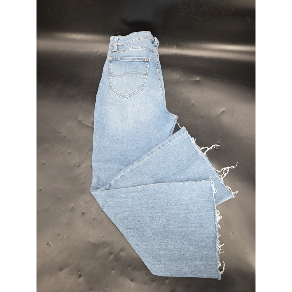 Lee Heritage Size 14 32x 38 (Measured) Womens Jeans Flare Raw Hem Button Fly